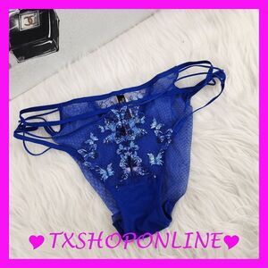 ❣️👙 {Victoria's Secret} Blue Butterfly Embroidered Strappy Bikini Panty👙❣️